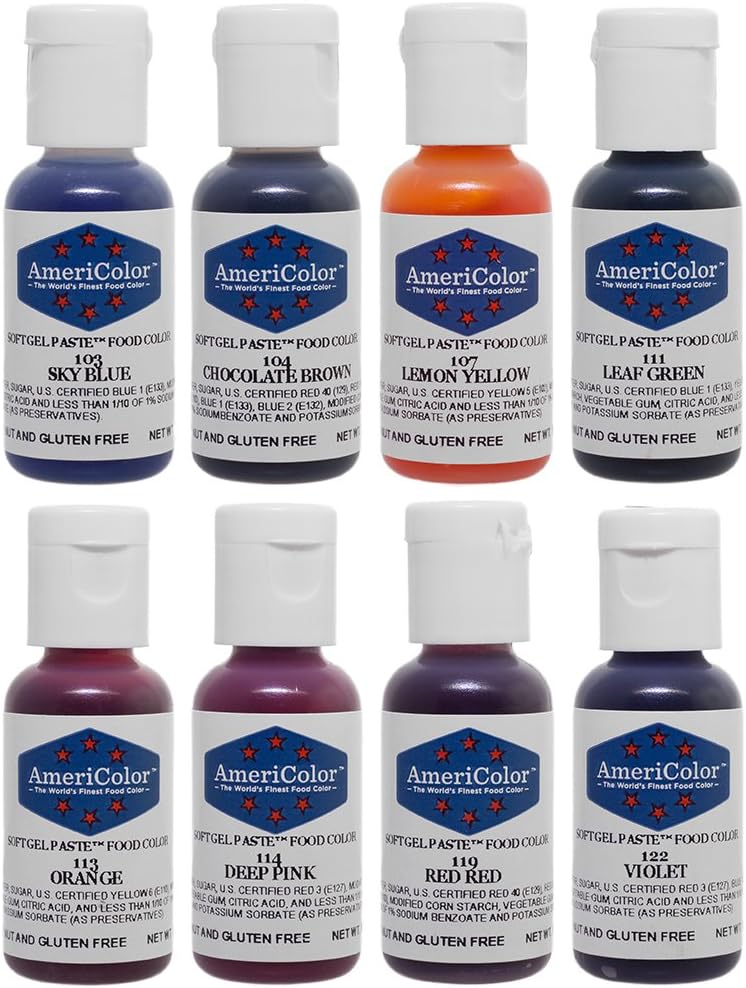 Food Coloring AmeriColor Soft - Gel Paste Junior Kit, 8 Colors, .75 Ounce Bottles
