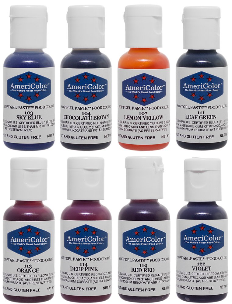 Food Coloring AmeriColor Soft - Gel Paste Junior Kit, 8 Colors, .75 Ounce Bottles - Image 3