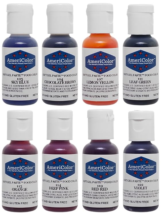 Food Coloring AmeriColor Soft - Gel Paste Junior Kit, 8 Colors, .75 Ounce Bottles
