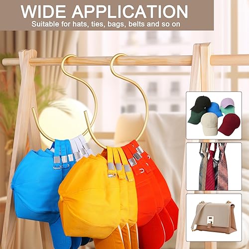 Miniatura 3 de DeTii 2 percheros de alta calidad, para armario, ahorro de espacio, resistente y duradero, organizador de gorras, de aluminio espacial, soporte