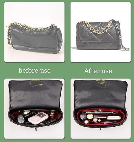 Miniatura 6 de Lckaey Organizador de monedero Inserto para 19 bolso con solapa Organizador de bolsa pequeña con bolsillo lateral con cremallera 1016negro-S