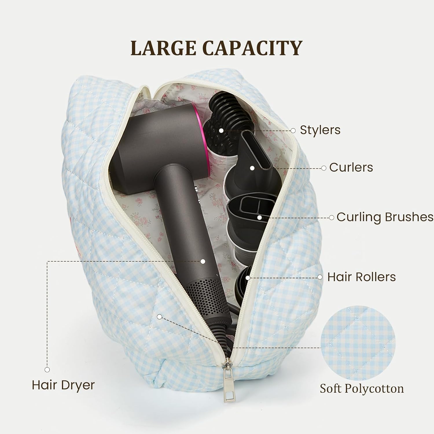HiTotes Hair Tools Travel Bag Compatible with Dyson Airwrap Cute Floral Travel Case for Shark Flexstyle Hair Tools Organizer