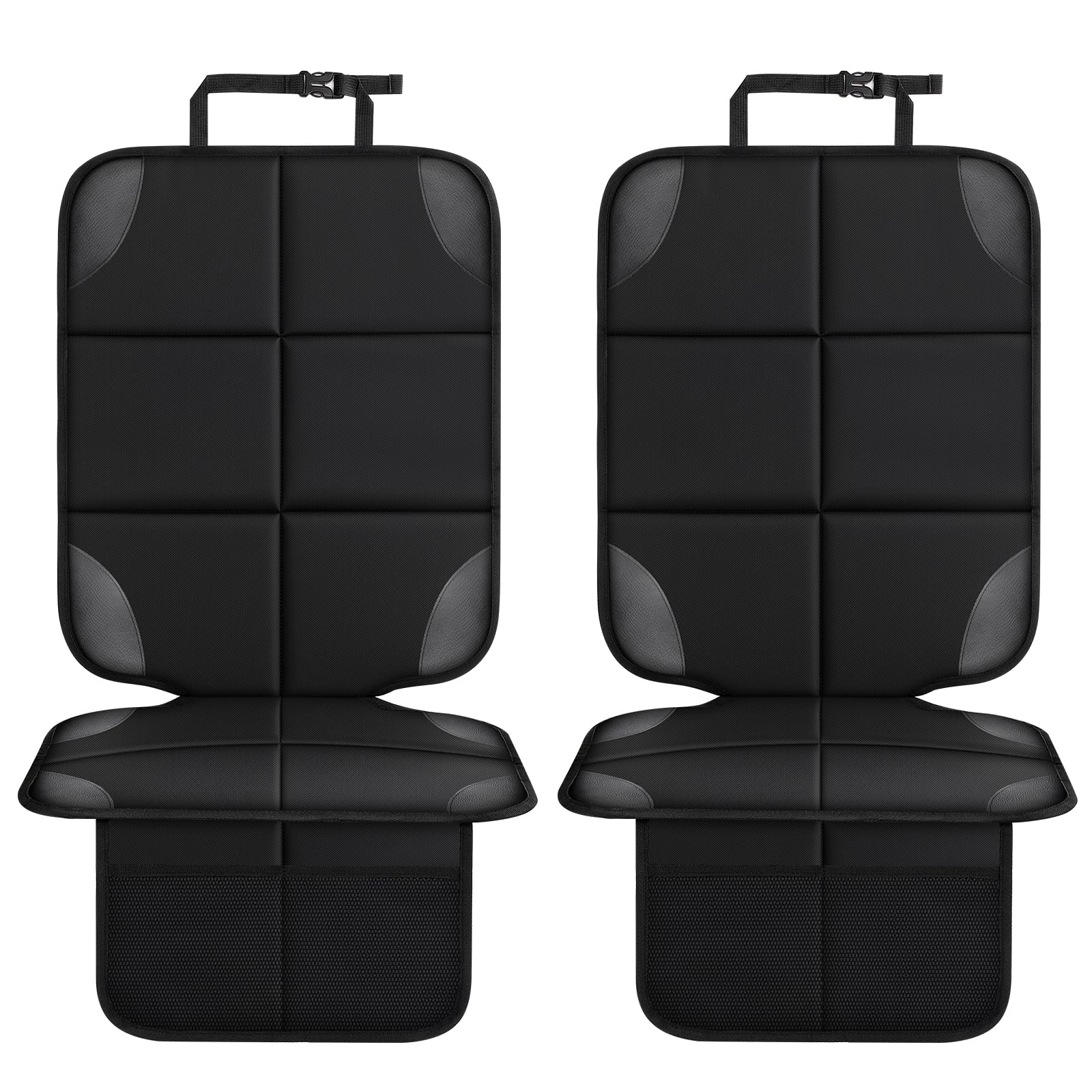Almohadilla protectora para asiento de automóvil La almohadilla más gruesa para cojines de asiento de automóvil Funda de asiento de automóvil de tela 600D impermeable Respaldo antideslizante Bolsillo de malla Adecuado para bebés y mascotas 2 piezas