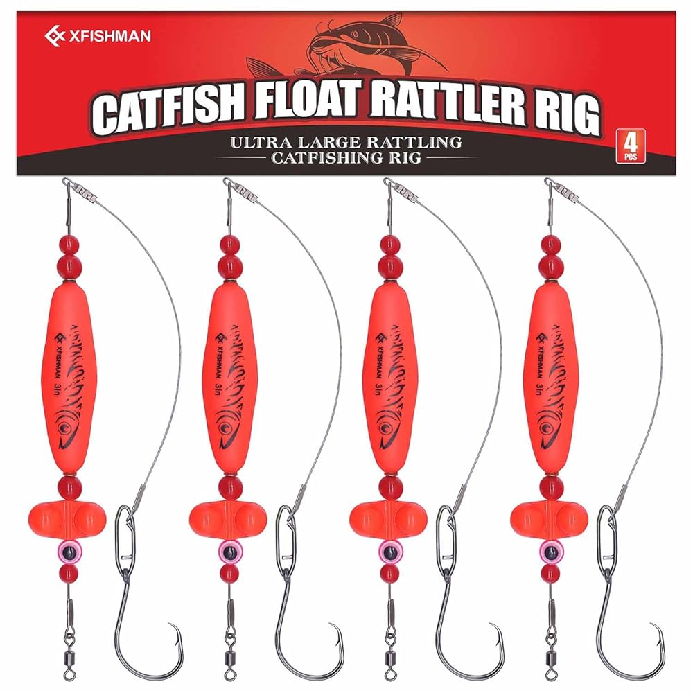 Catfish-Rig-for-Bank-Fishing-Catfishing-Tackle-Floats-with-Rattler-Santee Cooper Rig Equipment(Red-3 inch)