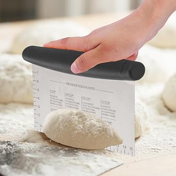 Pan Scraper - Pastry Dough Cutter with Measurement Markings | Stainless Steel Baking Tools for Cooking Slicing, Lifting, Bread, Pizza, Cookies, Cakes, Bakers, Chefs, Kitchen