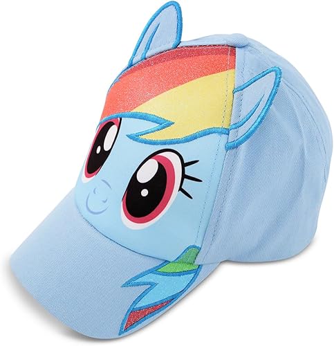 Hasbro Little Girls My Little Pony - Gorra de béisbol de algodón, diseño de arco iris, orejas dimensionales, edad de 2 a 7 años, Azul