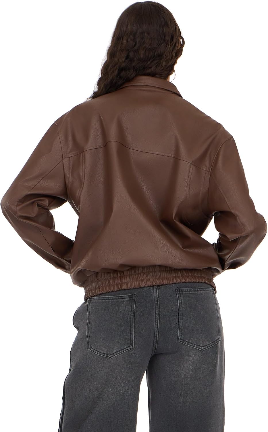 Forever 21 Women's Bomber Jacket With Zip Front Faux Leather Outerwear