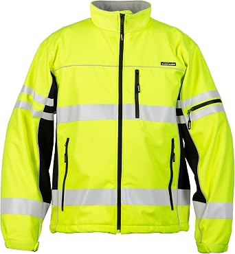 Kishigo Mens High Visibility Reflective Premium Black Series Soft Shell Jacket JS137, ANSI 107 Type R/Class 3