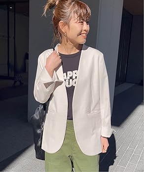 【美品】23ssスピックアンドスパン　リネンライクノーカラージャケット　ネイビー Amazon | [スピック アンド スパン] リネンライクノーカラージャケット