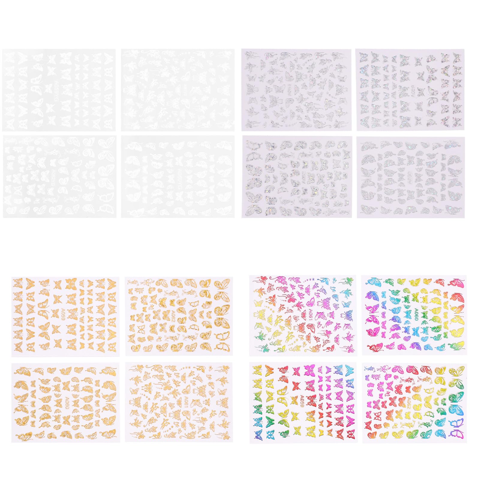 Healeved 48fogli Adesivi Per Unghie Con Farfalle Decorazioni Nail Art Per Manicure Fai Te Adesivi Colorati Per Unghie e Crafting Facile Applicazione Per Uso Personale e Salone