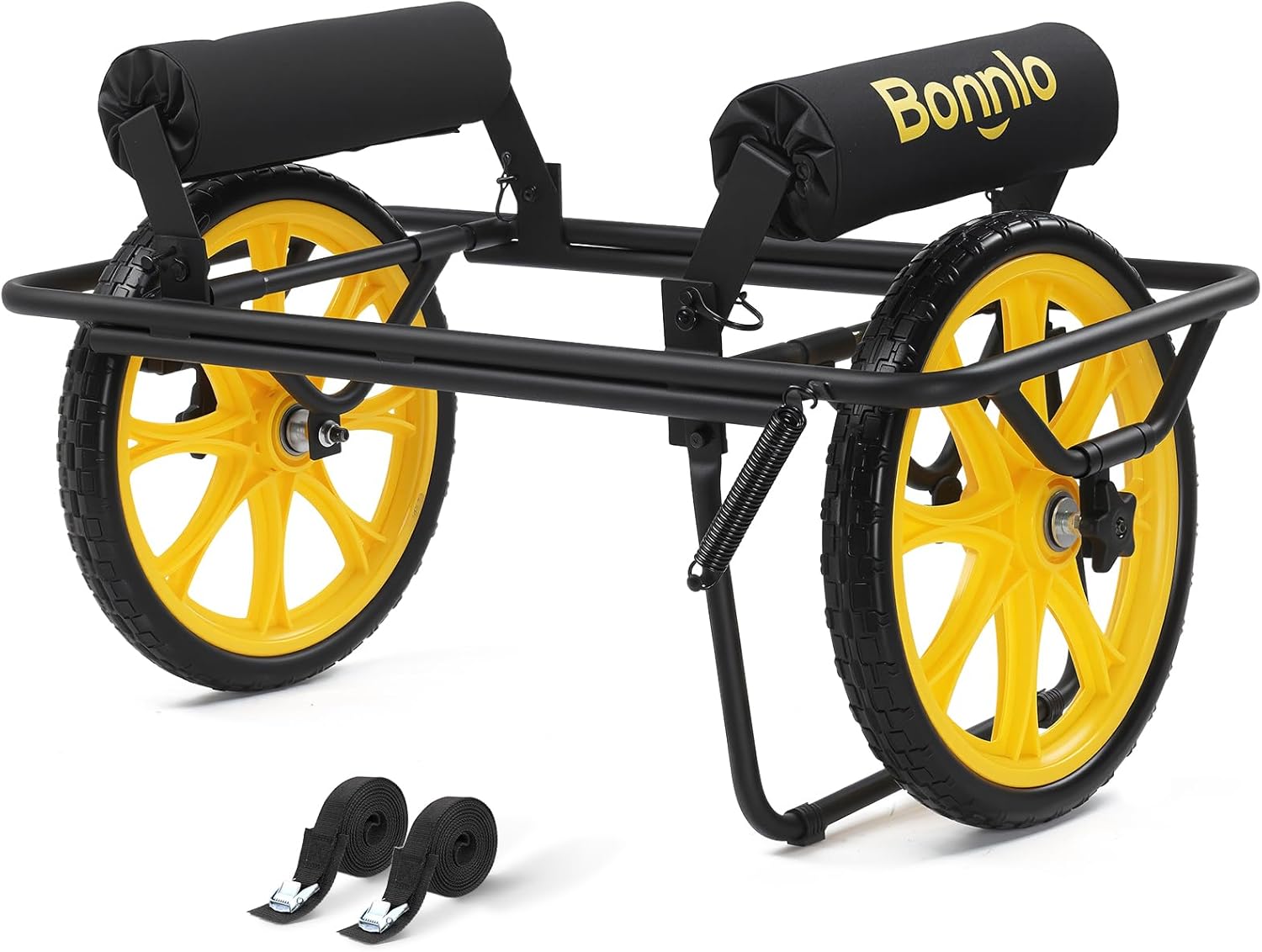 Bonnlo Canoe Kayak Cart, All-Terrain Trolley Carrier with 15" Large Solid Wheels, 330lbs Heavy Duty Transport Kayak Trolley, Adjustable 4 Postions (8.66"-19.69") to Fit Small Boats