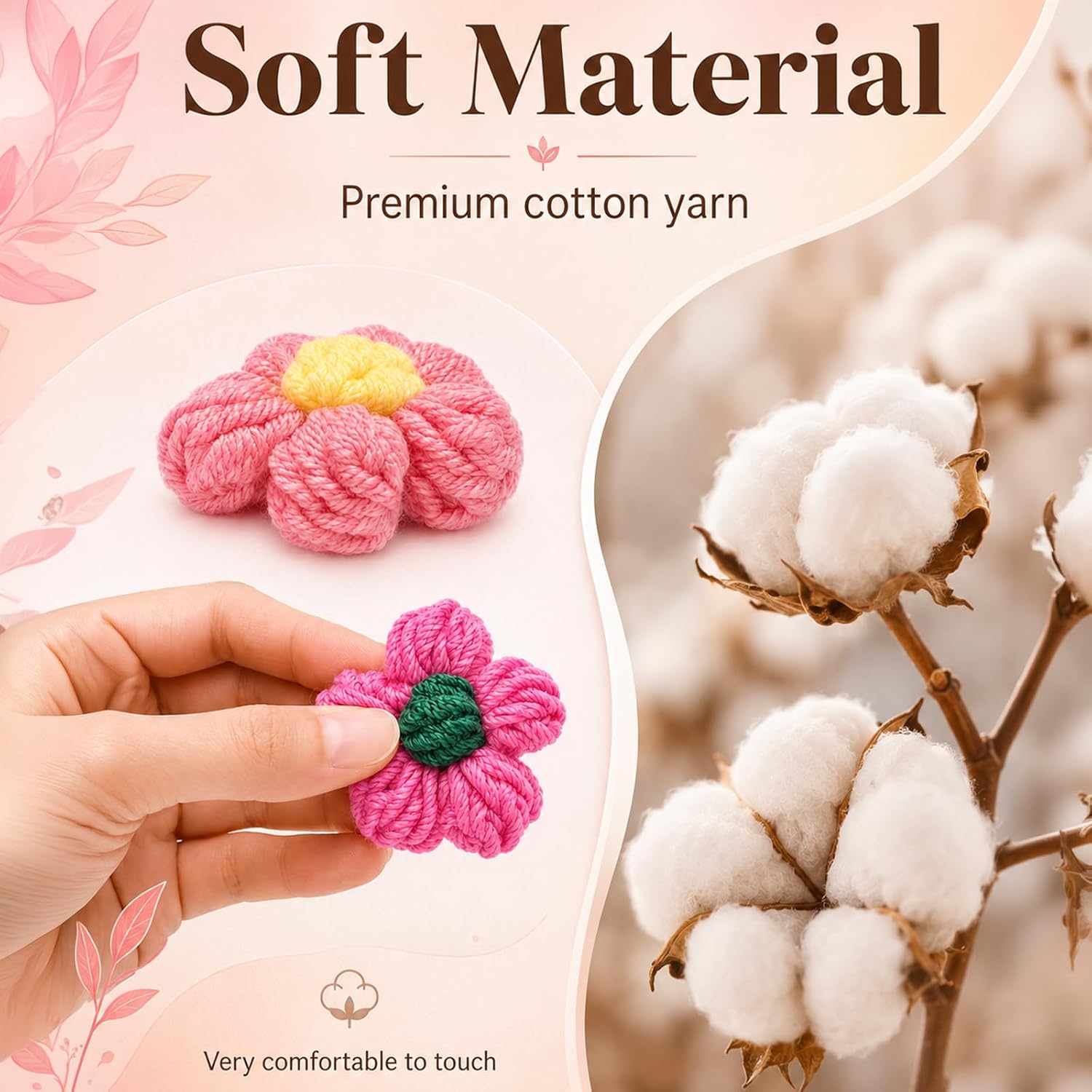 Noamus 150 PCS Knitted Yarn Crochet Flowers, Mini Crocheted Puff Floral, Cute Handmade Flower Sew/Iron On Patches, Multicolored Knitting Embellishment for Crafts DIY Hair Headbands Clothing Accessory
