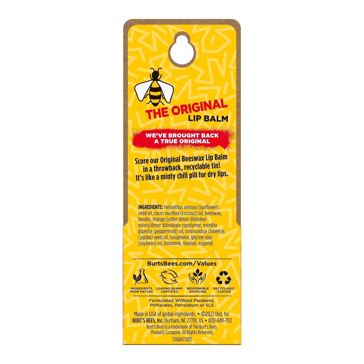 Burt's Bees Original Beeswax Lip Balm Tin, 0.3 oz