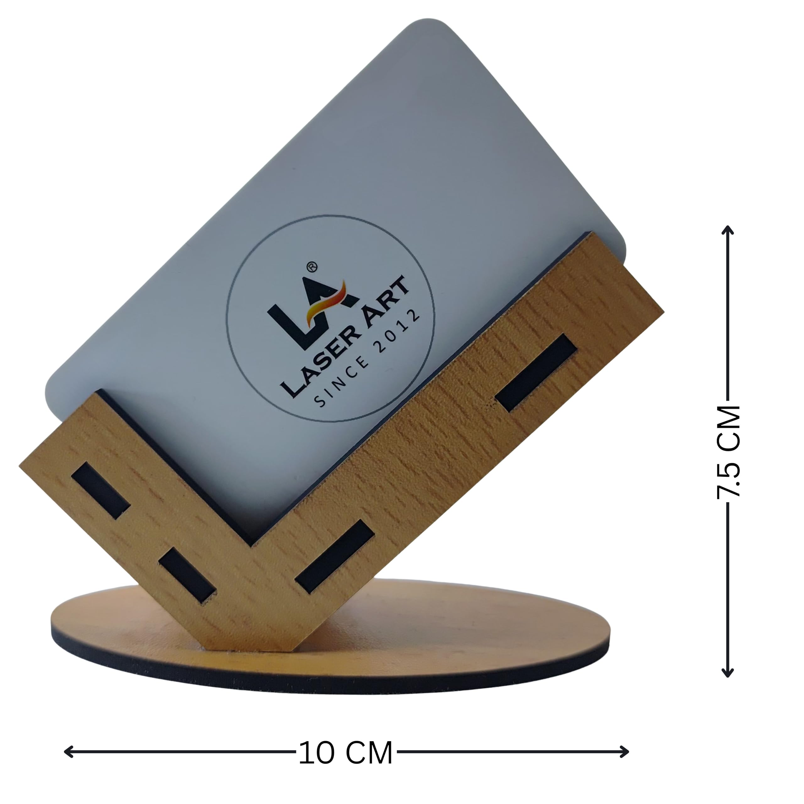 LASER ART Premium Wooden Business Card Holder Stand for Office Desk, Reception, and Home Use | Elegant Visiting Cards Holder Organizer, Name Card Display Stand ( 7.5 x 10 cm ) 1