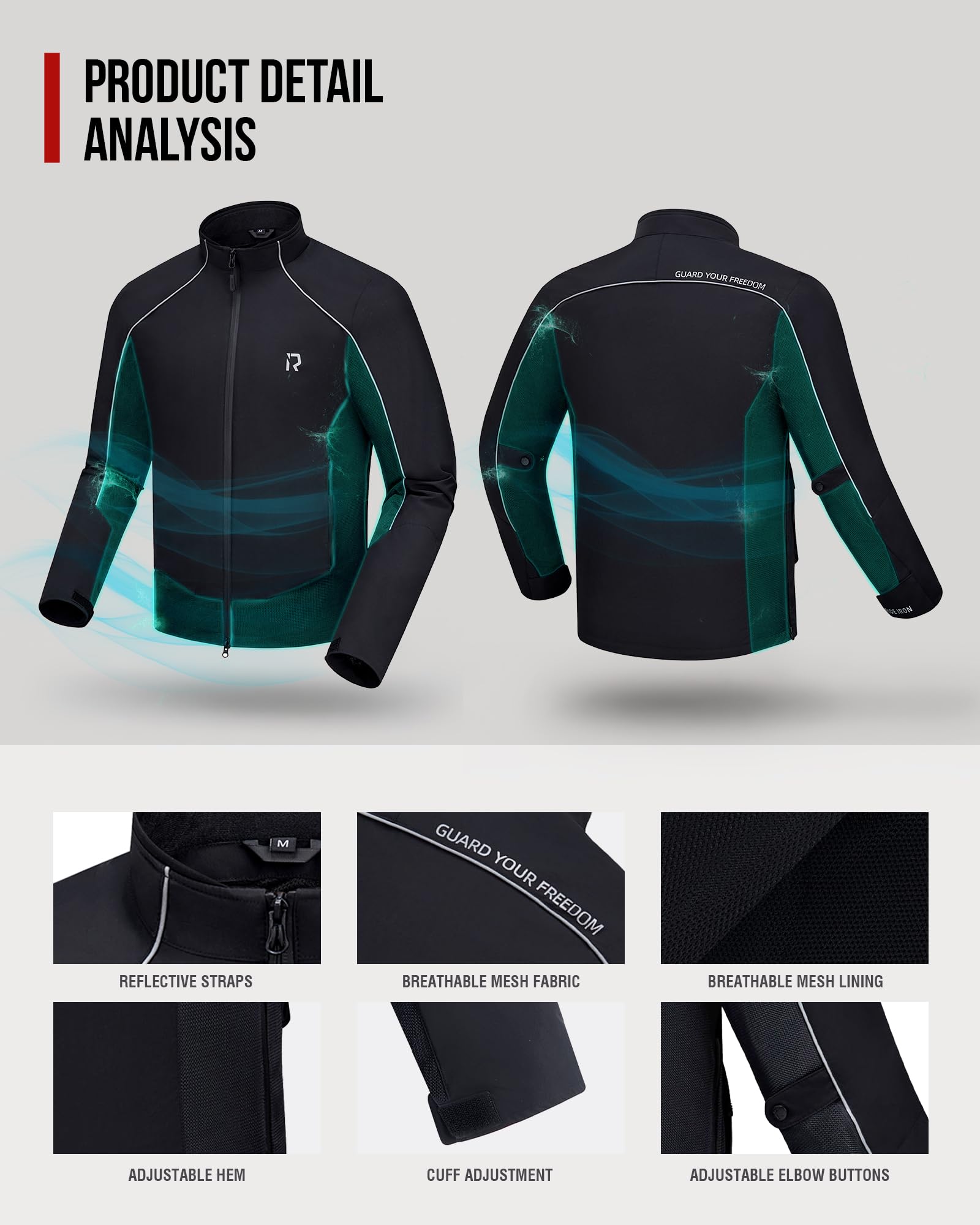 RIDEIRON Chaqueta Moto Verano Hombre – Cazadora Moto Verano con Protecciones CE, Tejido Mesh Transpirable y Bandas Reflectantes – Chaqueta Moto Hombre para Viaje y Ciudad