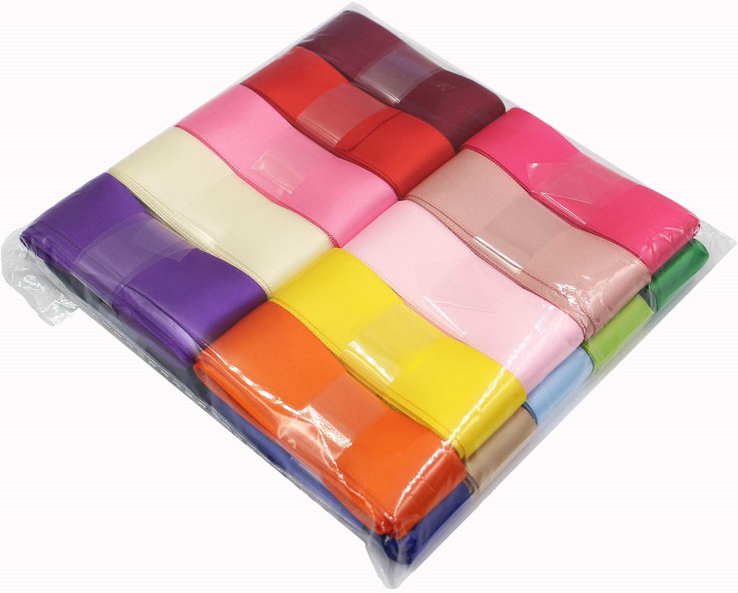 1 Inch Wide Solid Color Double Sided Polyester Satin Ribbon 20 Colors X 2 Yard Each Total 40 Yds Per Package : Arts, Crafts & Sewing