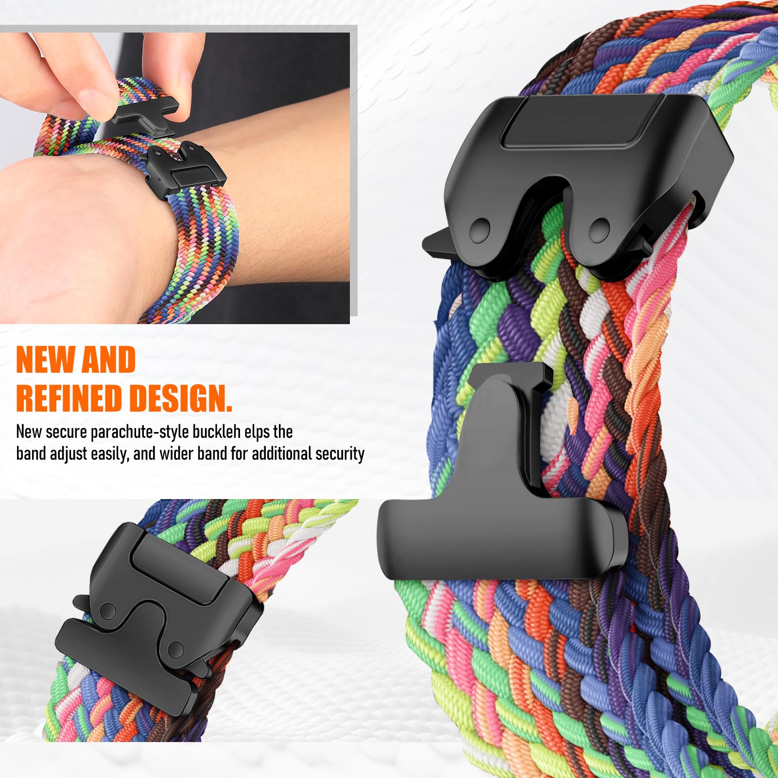 Correas trenzadas con un clic para Samsung Galaxy Watch 8/8 Classic Band de 40 mm, 44 mm, 46 mm, para mujeres y hombres, pulsera elástica con cierre de paracaídas, correa de nailon deportiva para