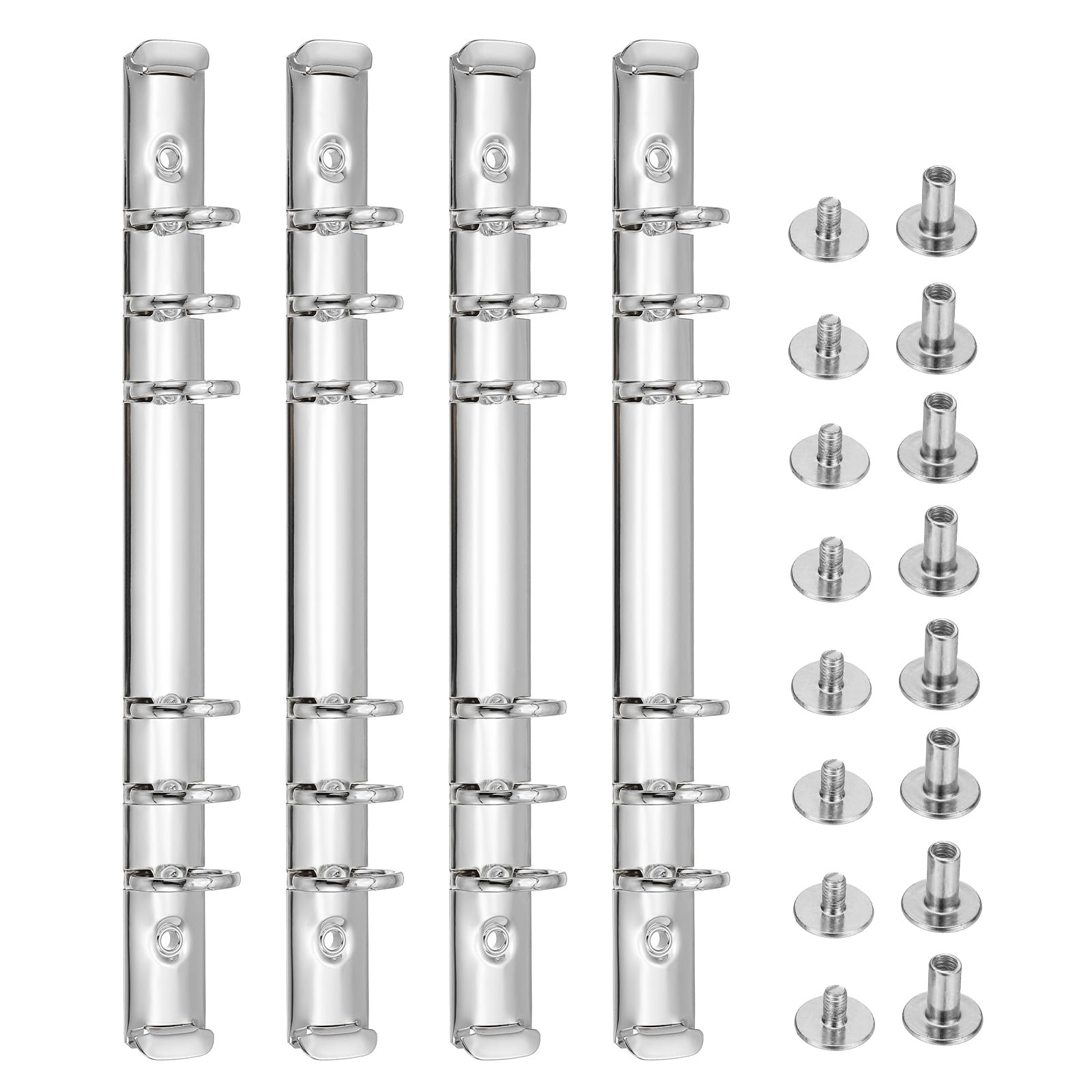 PATIKIL 6 Holes Ring Binder, A5 Notebook 20mm Book Binding Kits Planner Maker Binder Ring Clip Mechanisms with Screw for Journal Bill Paper, Silver, 4 Set
