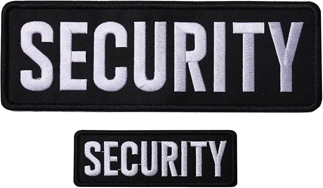 GYGYL 2 Pack Black Security Patch with Hook and Loop, for Police Vest Jacket Back Panel (1Pcs Small and 1Pcs Large )