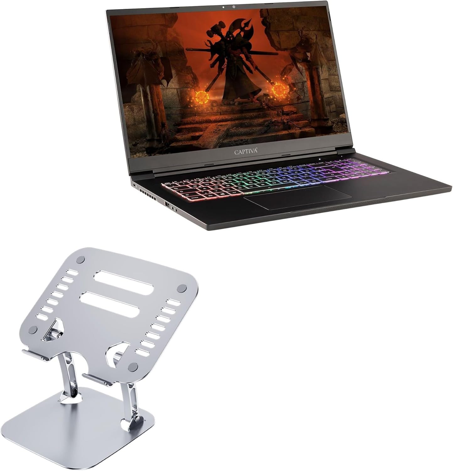 BoxWave Stand and Mount Compatible with NEXOC GOP7 - Executive VersaView Laptop Stand, Ergonomic Adjustable Viewing Angle Metallic Riser - Metallic Silver