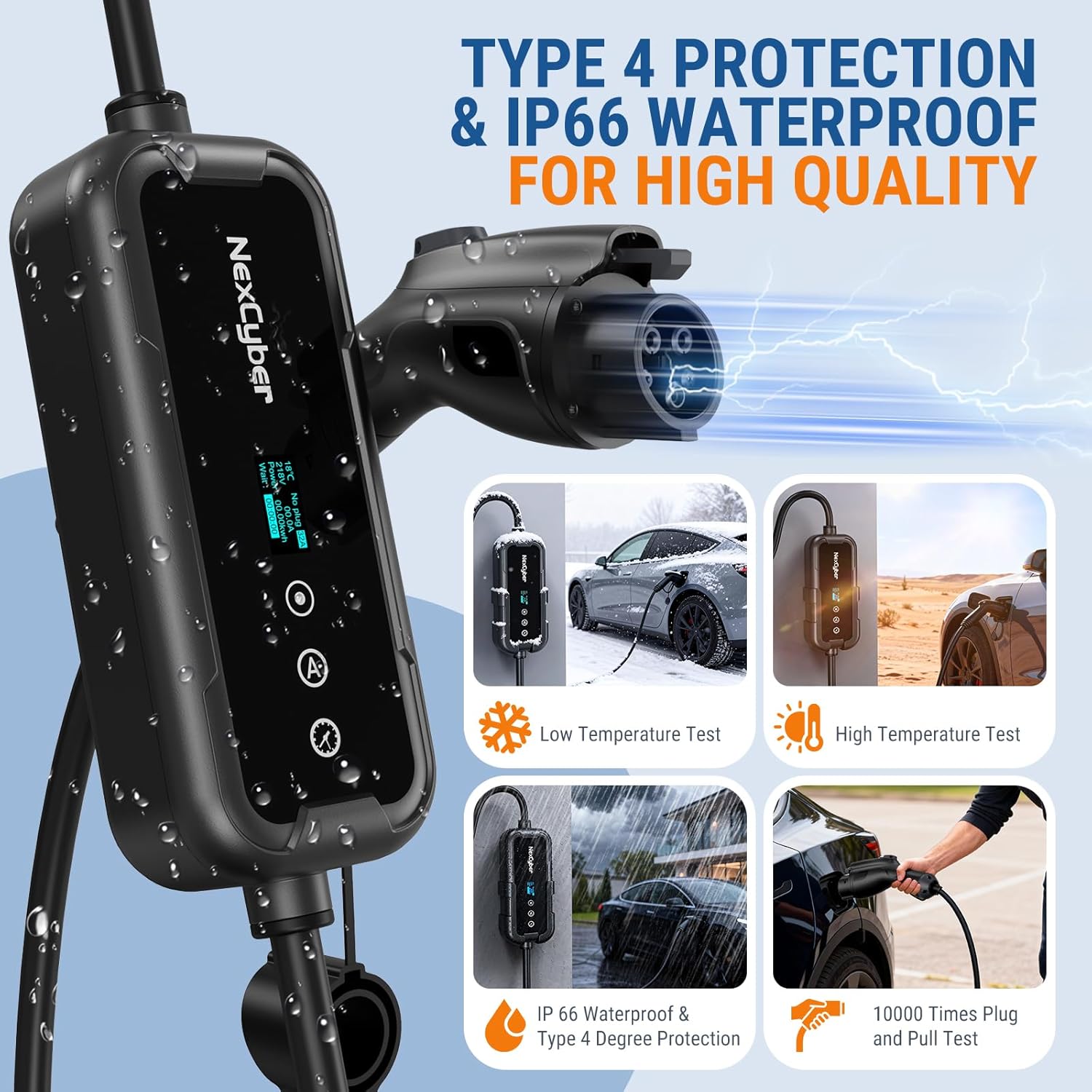 Level 2 EV Charger 40Amp with WiFi APP/Plug-Play, 240V NEMA 14-50P Plug, 25FT Cable with ETL Certified, Portable Electric Vehicle Charging Stations EVSE J1772 Connector (40A j1772 Connector)