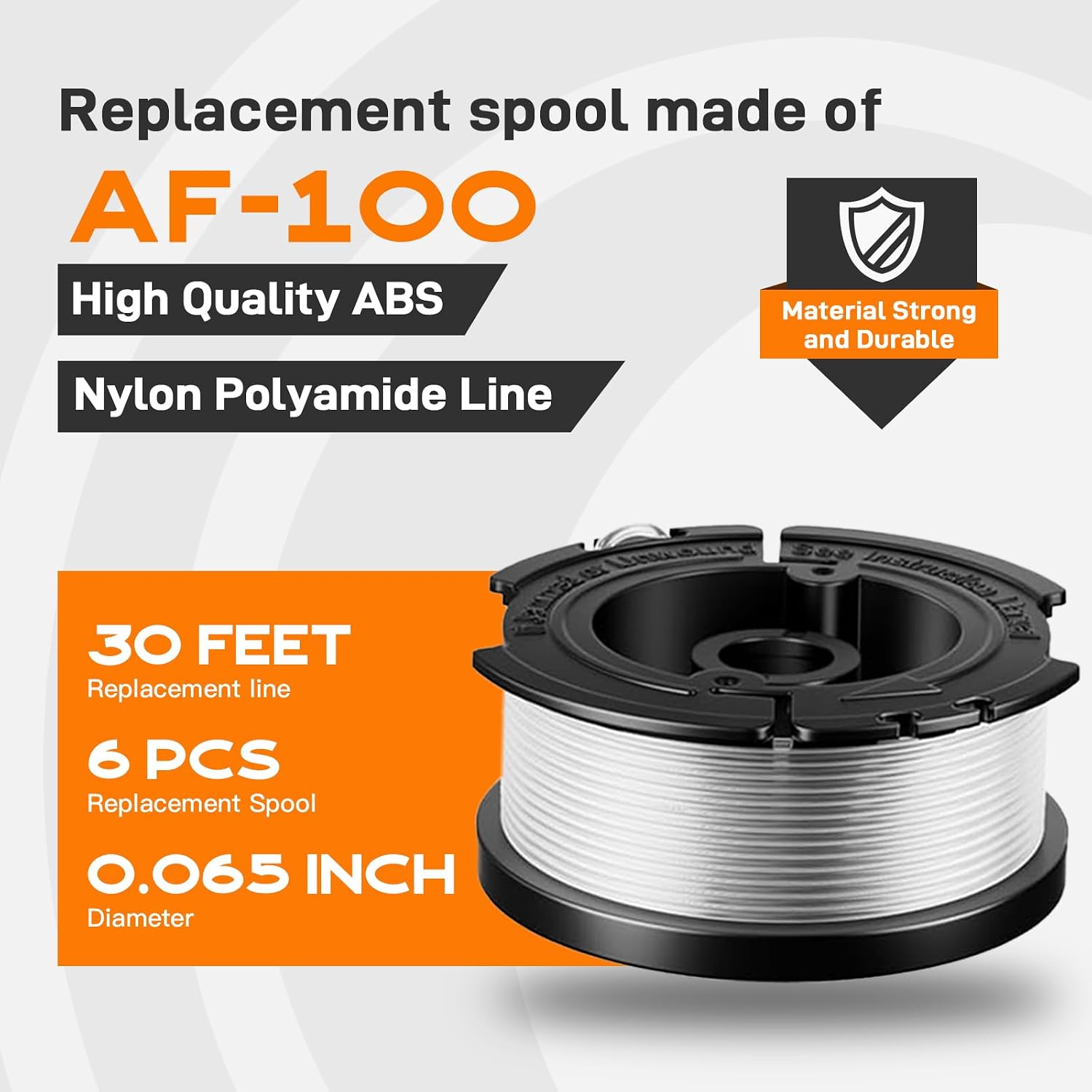 AF-100 AF100 Weed Eater Spool Compatible with Black and Decker BESTA510 LST522 LSTE525 LST300,for AFS Automatic Feed Spool 30ft 0.065" 8Pack(6 Spools, 1Cap, 1Spring)