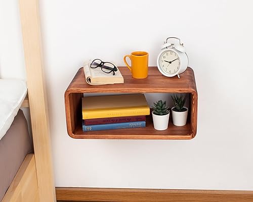 Miniatura 9 de Floating Nightstand Wooden, Bedside Tables, Nightstand Shelf, Handmade, Wall Mounted Bedside Shelf, Minimalist and Unique Style (Paris)