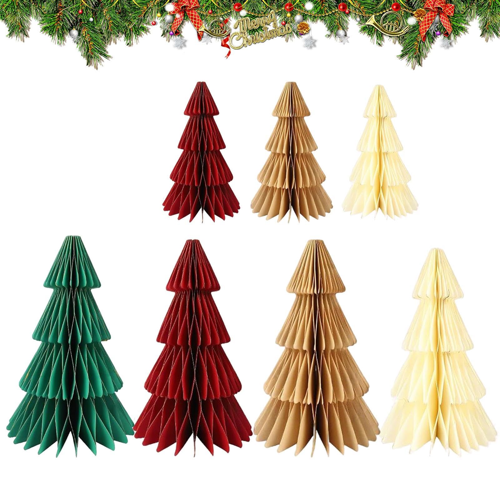 Árbol de Navidad de papel en 4 colores para decorar tu chimenea y hogar