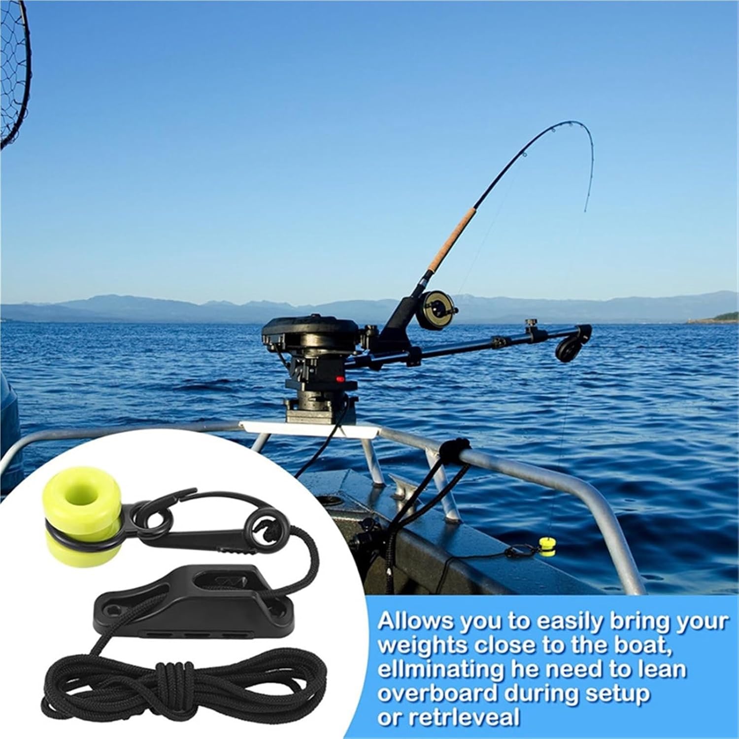 Fishing Downrigger Weight Snubber 2pcs for Trolling& Deep-Sea Fishing Compatible Downrigger Weight Retriever Fairlead Cleat with Cord