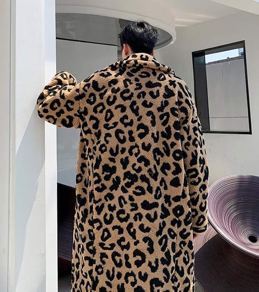 Amazon | [Ptor] ロングコート メンズ ヒョウ柄 ファーコート ロング丈