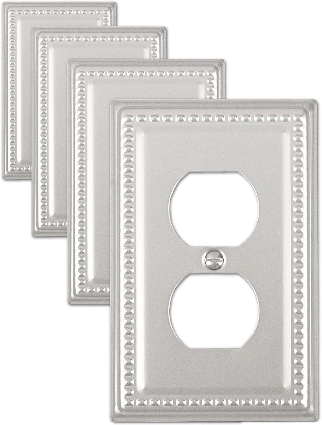 ZILLSEA 4Pack Outlet Cover, Metal Wall Plates for Electrical Outlets, Decorative