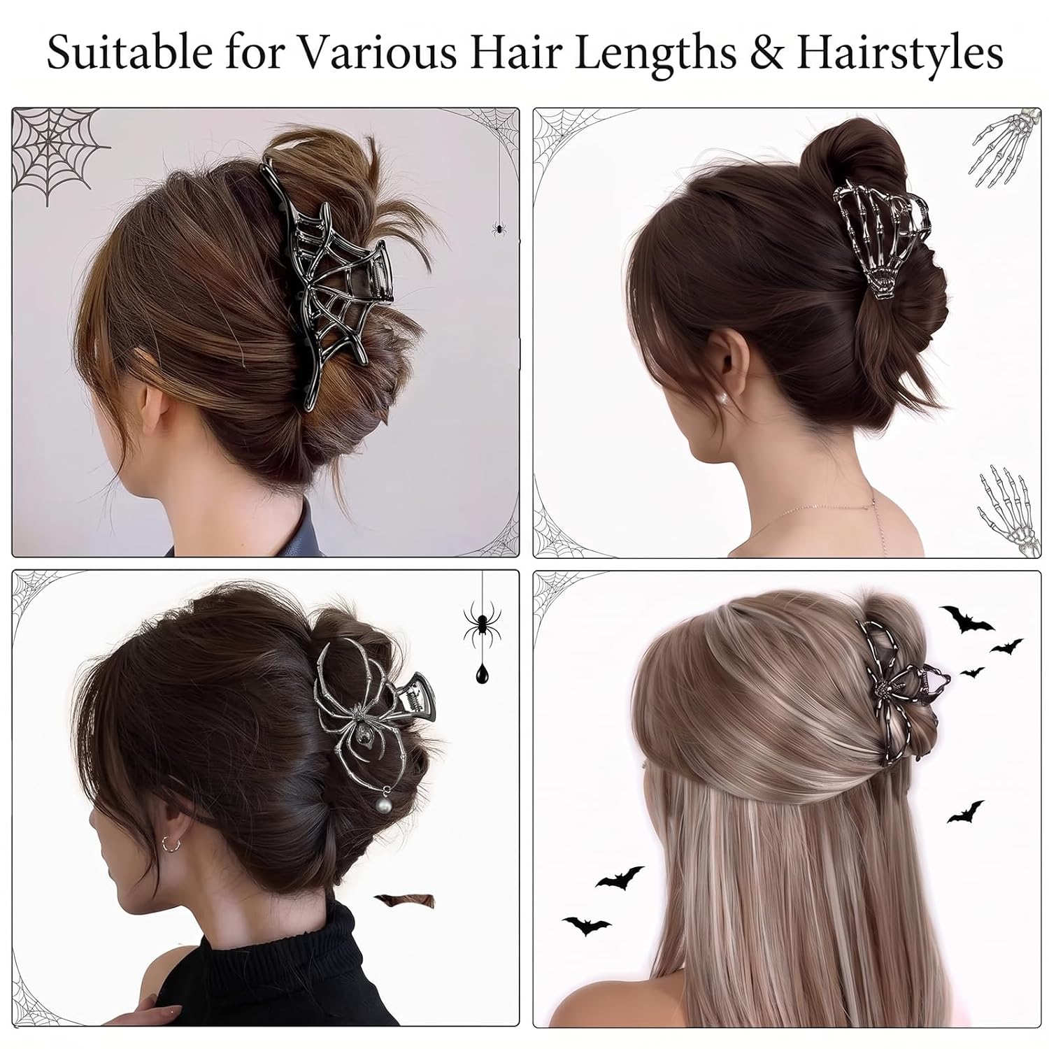 4PCS Hair Claw Clips Goth Halloween Accessories Gift for Women Girl image 4