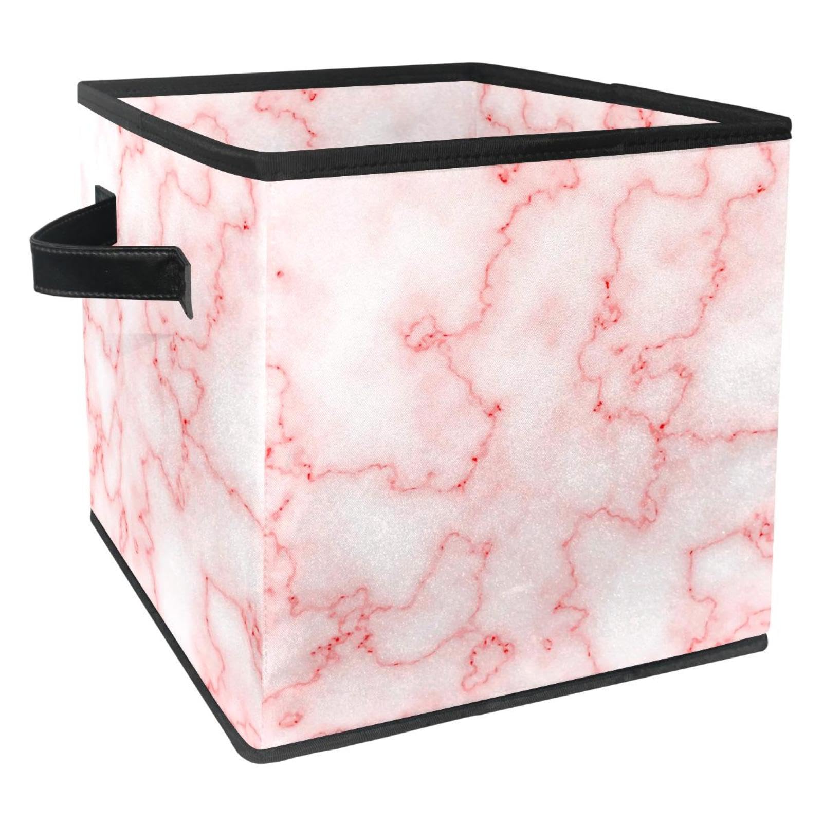 Boîte de rangement pliable en tissu marbre rose cube pour placard