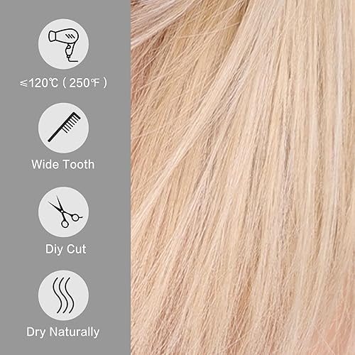 Miniatura 5 de Alanhair Pelucas rectas de encaje frontal en capas de color rubio degradado oscuro para mujer, peluca natural resistente al calor, para uso diario y