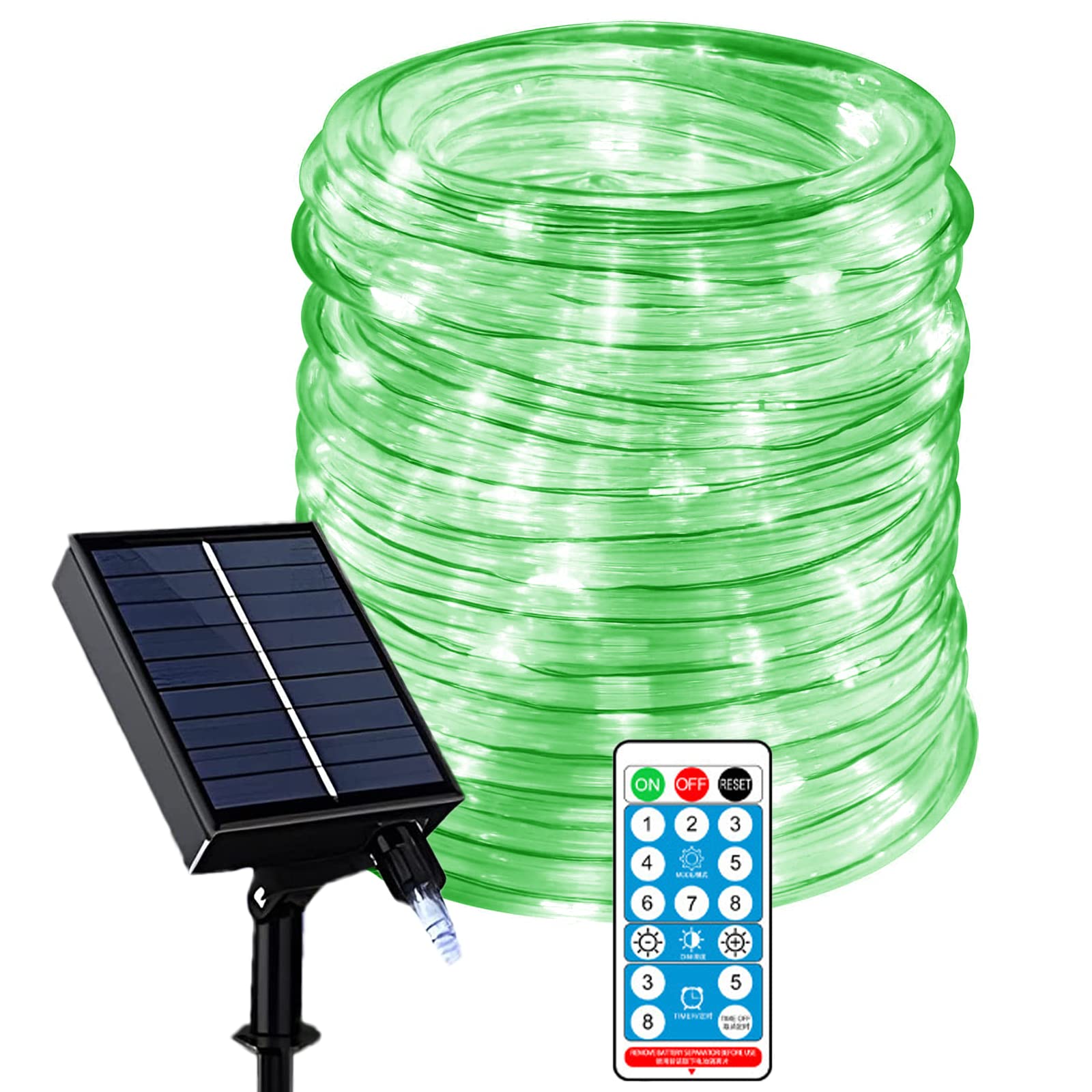 KINGCOO Outdoor 300LED Solar Rope Lights, Waterproof 32M LED Rope Tube Copper Wire Solar Pipe Fairy String Lights with Remote and Timer for Garden Tree Wedding Party Christmas Decoration (Green)