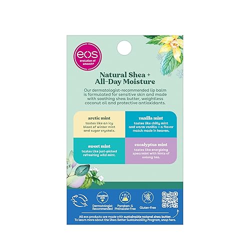 Miniatura 7 de eos Paquete variado de bálsamo labial natural de menta de karité - Artic, vainilla, menta dulce y eucalipto, juego de regalo de bálsamo labial