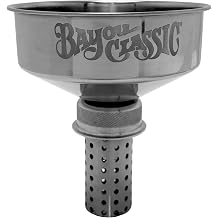 Bayou Classic Fryer Oil Funnel, 304 Stainless Steel, Built-in Filter, 6-Inch Wide Mouth, Fits Jerry Can
