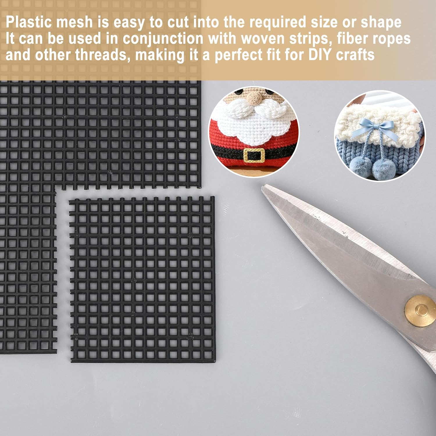 12pcs Plastic Mesh Sheets 7 Count Needlepoint Canvas for Embroidery Crafting and Knit and Crochet Projects (Black)