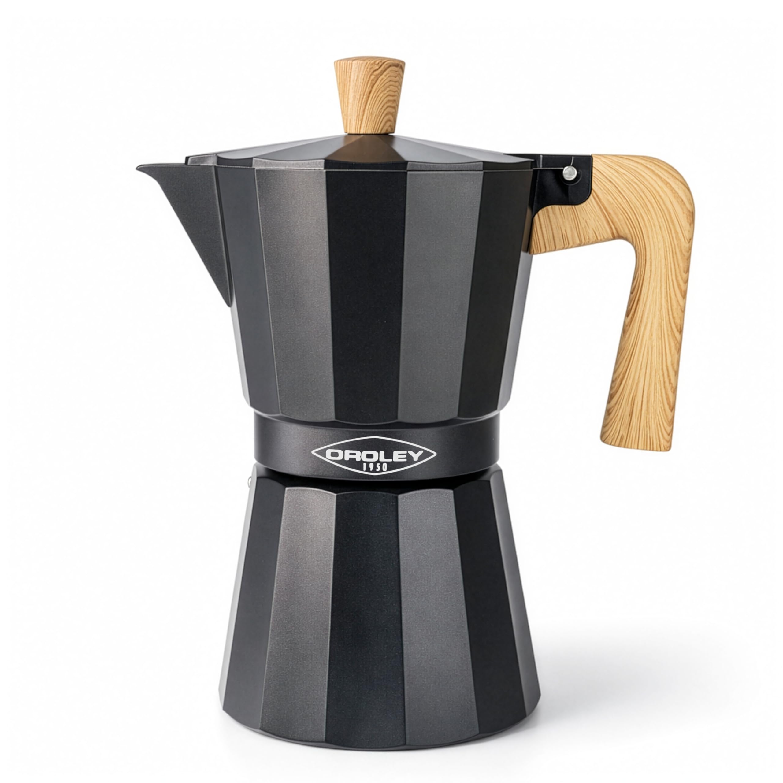 Oroley - New Dakar Nature - Cafetera Italiana Aluminio | Cafetera Vitrocerámica, Fuego y Gas | Estilo Tradicional (9 Tazas)
