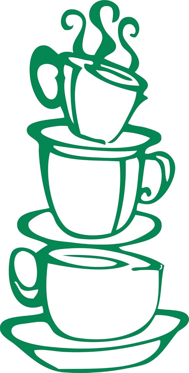 22''X 43'' Gold(Chrome Mirror) Coffee Cup Double Sided Visual Removable Wall Vinyl Sticker Decals Decor Art Bedroom Design Mural