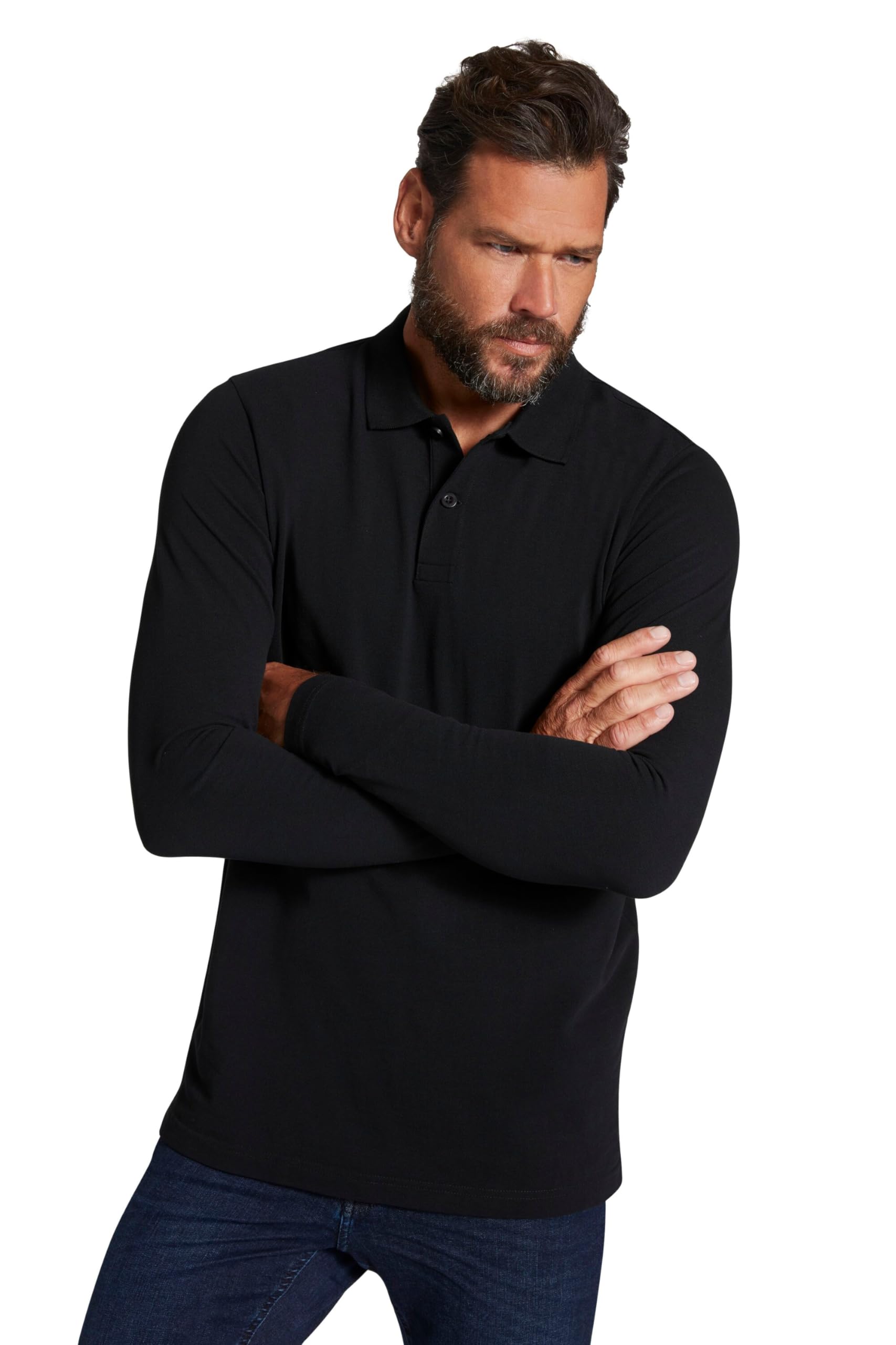 JP 1880 Men's Polo Shirt, Black, XXL