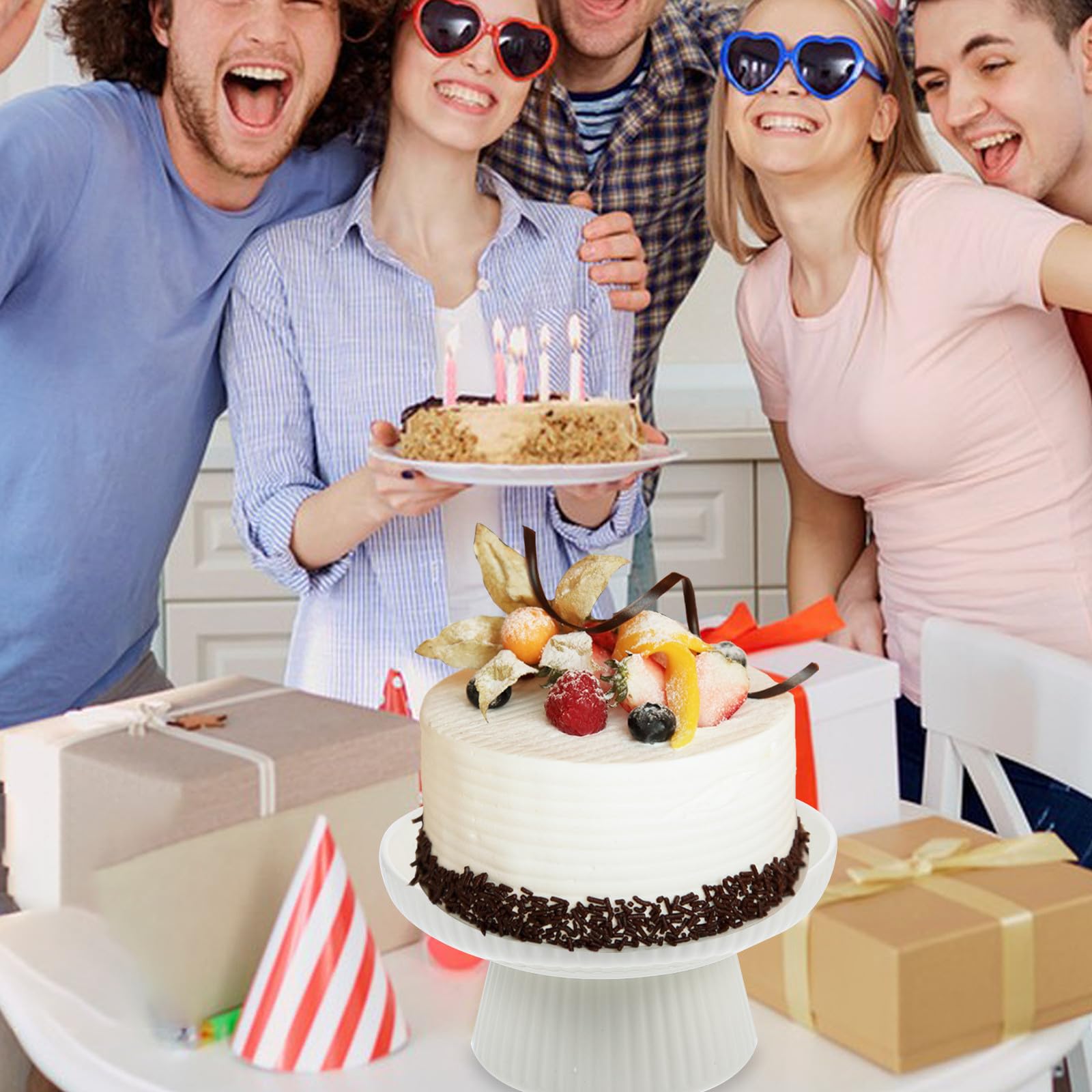 Levemolo Alzata per Torte in Porcellana Bianca, Vassoio Elegante per Dolci e Snack, per Feste e Compleanni, Accessorio Chic e Funzionale
