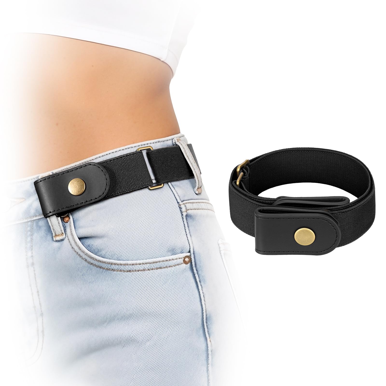 Buckle-Free Elastic Women Belt For Jeans Without Buckle, Comfortable Invisible Belt No Bulge No Hassle, Black-image-28