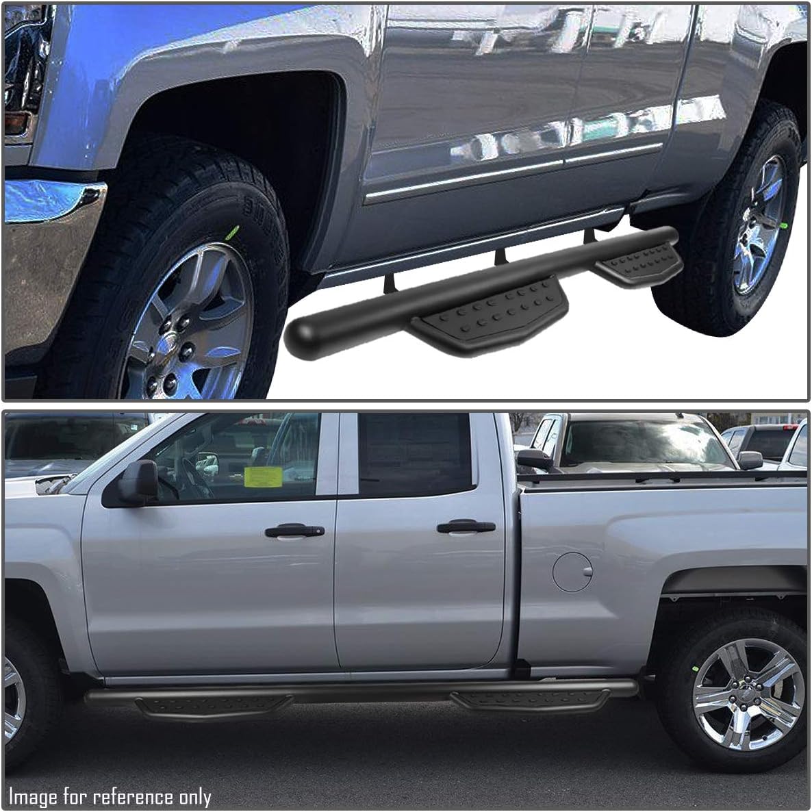 Auto Dynasty 3 Inches Side Step Nerf Bar Running Board Compatible with Silverado Sierra 1500 2500HD 3500HD Crew Cab 07-19, Aluminum, Black Powdercoated