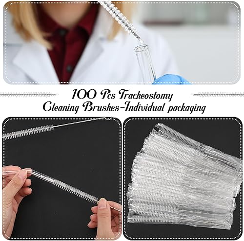 Miniatura 6 de TrelaCo 100 cepillos de limpieza de traqueotomía, cepillo de traqueotomía, cepillo de cerdas de nailon, cepillo de limpieza de tubos para