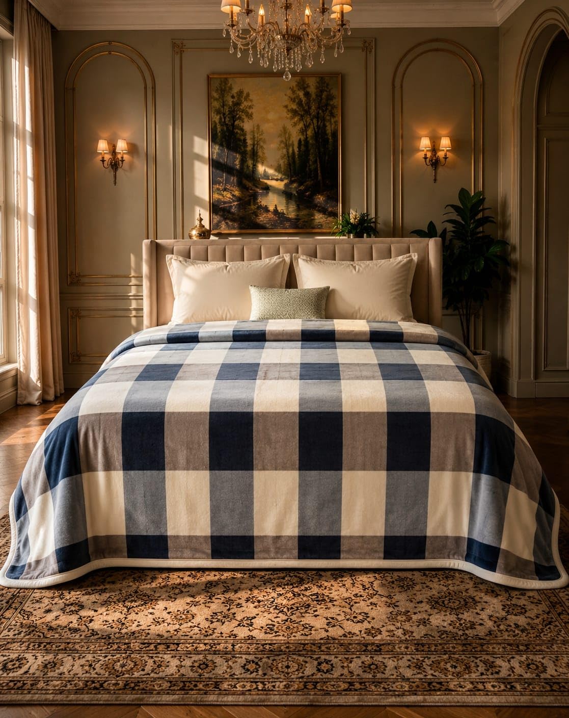 Plaid Matrimoniale 200x230 cm BOSALONI HOME – Coperta King Size XXL per Letto e Divano, Morbida e Corposa, Copriletto Decorativo Elegante, Collezione Elegance (Country Chic)