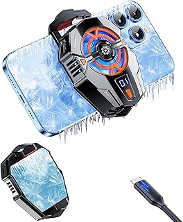 J20 Mobile Cooler Gaming Phone Cooling Fan Portable Lightweight - Blue Lighting - Freezing Constant Cooling Temperature Screen - Black Clamp | Black