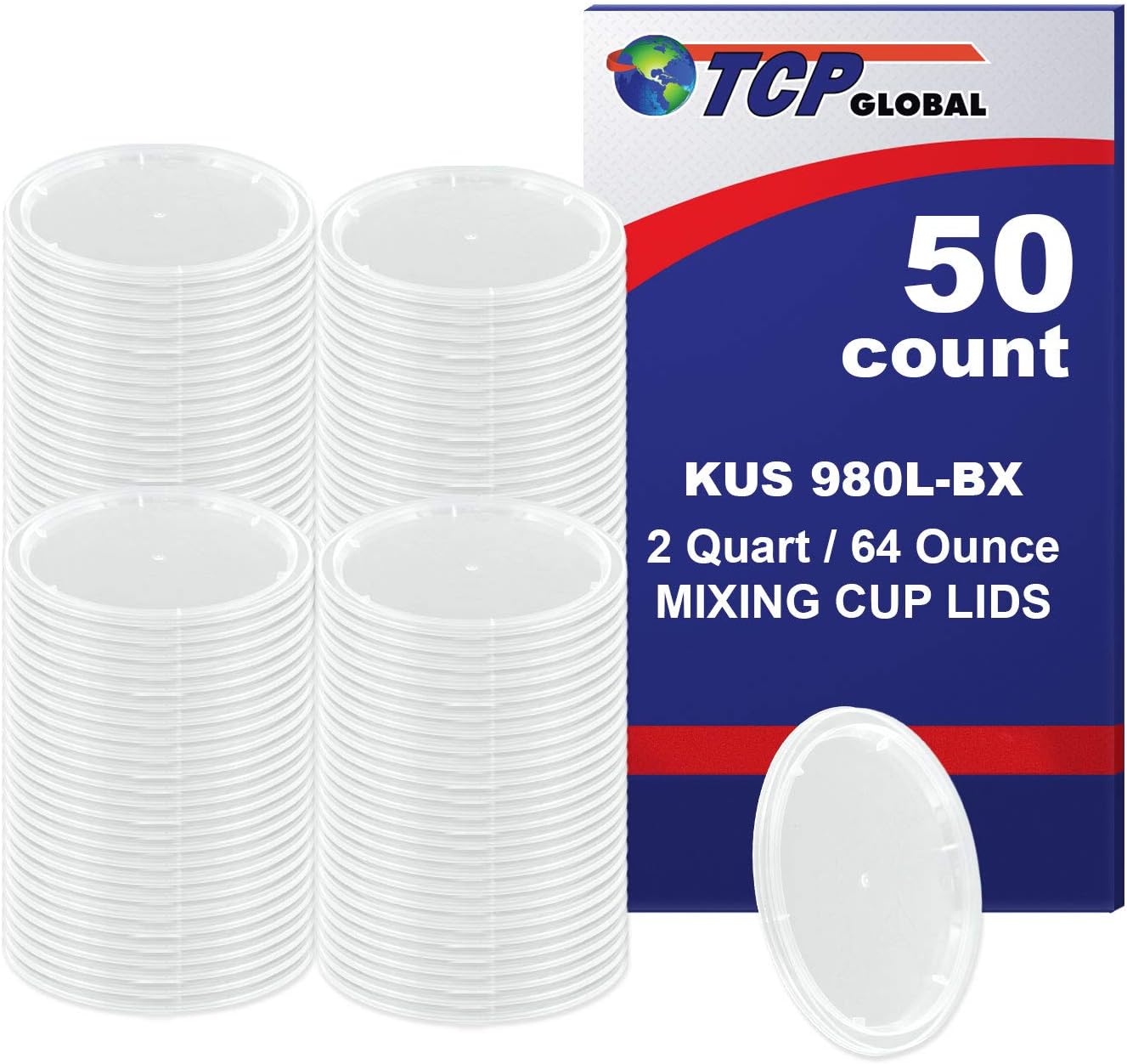 Custom Shop Paint Mixing Cup Lids Only (Box of 50) 2 Quart Size - Exclusively Fits Custom Shop/TCP Global Cups, 64 Ounce Size - Auto Paint Cup Lids for Acrylic Paints & Epoxy Resin Containers