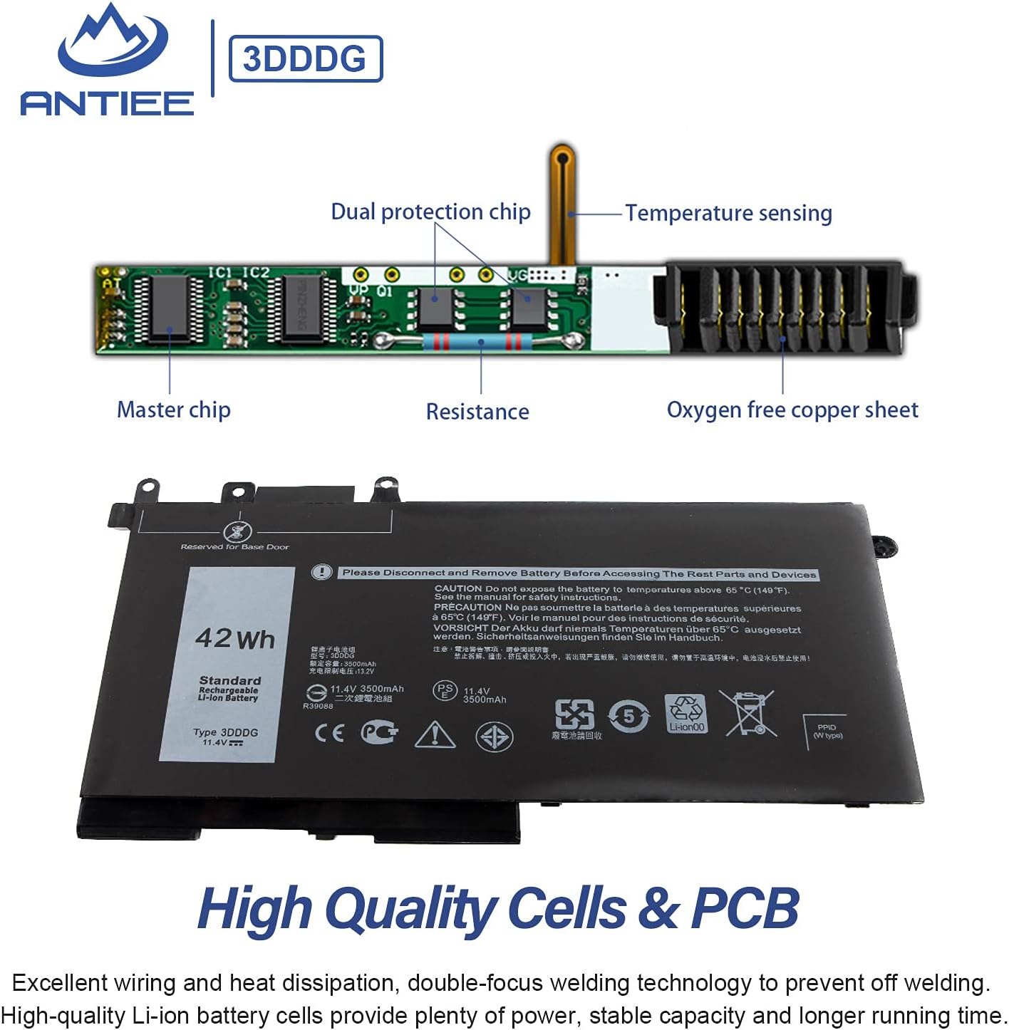 New OEM Genuine 3DDDG Battery For Dell Latitude E5280 E5480 E5580 E5290 E5490 E5491 E5591 E5495 P27S Series 080JT9 03VC9Y 00JWGP 42Wh – Lanka Laptop House