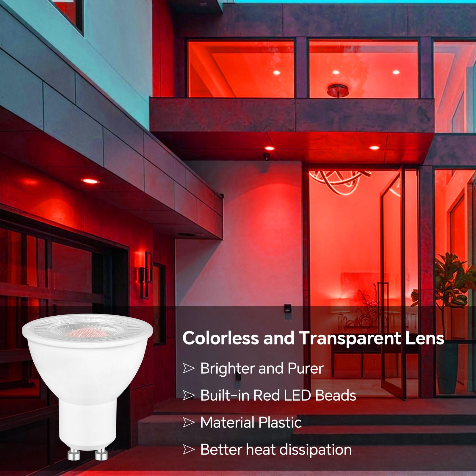 Caldarax 2 Sztuka Czerwona Żarówka LED GU10 5W Spot, Odpowiedniki 50W Halogen, MR16 Reflektory 230V, 500LM, Kąt 120°, Nie Ściemnianie, Dekoracyjne Oświetlenie krajobrazu, Etap, Bar, Impreza